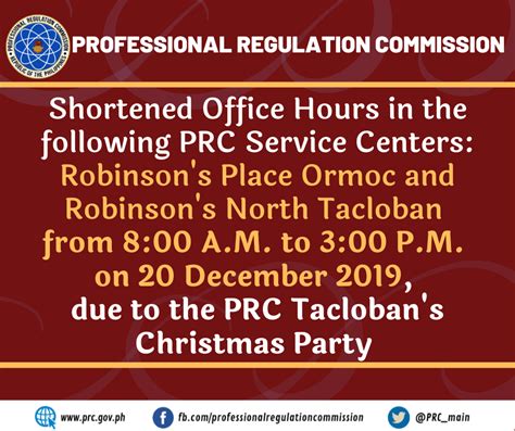 Shortened Office Hours in Robinson’s Place Ormoc and .